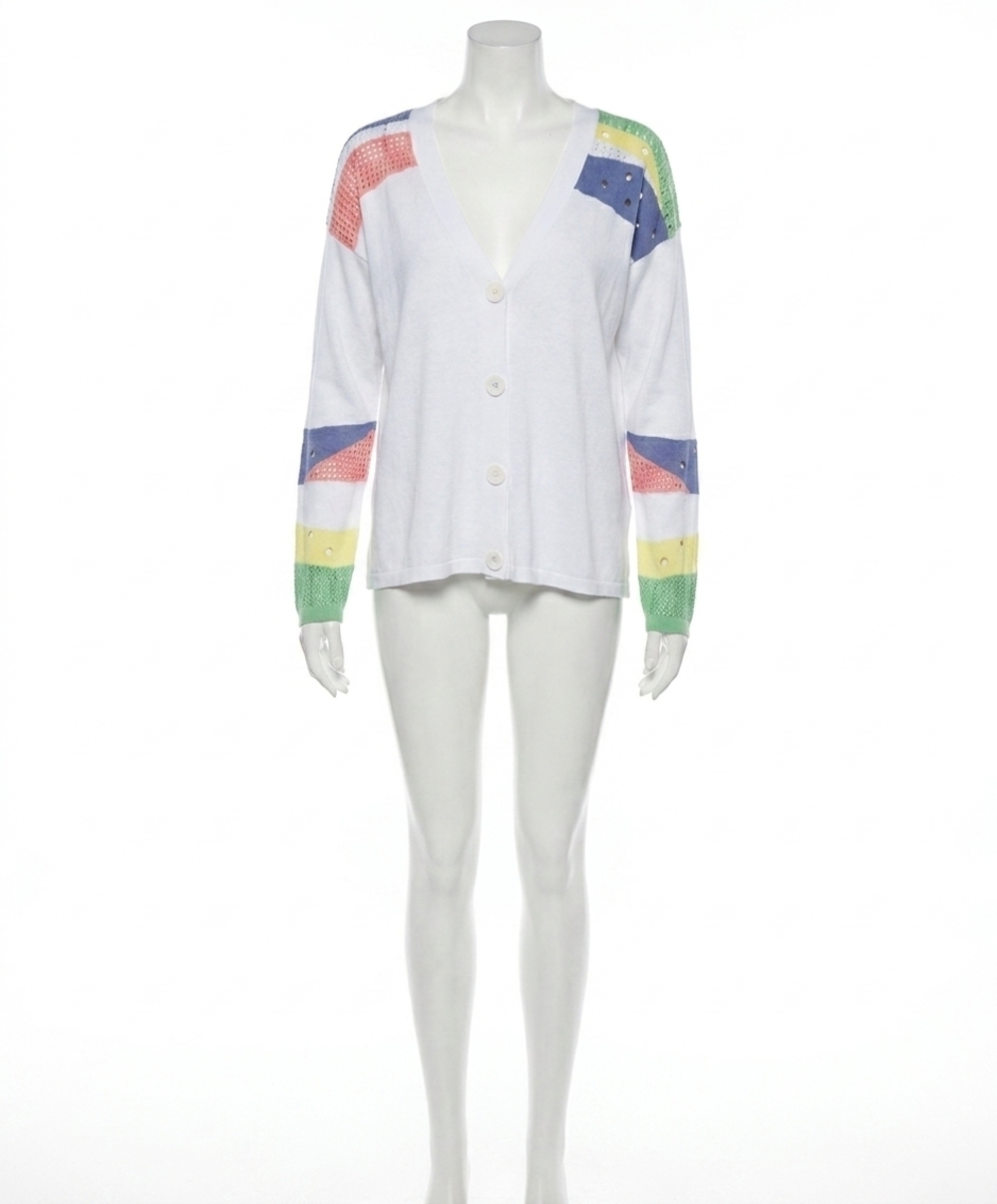 NEW ANGEL APPAREL button up cardigan in white multi
